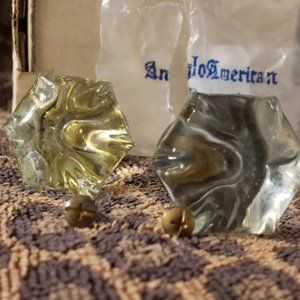 2 Restoration Hardware large brass & glass knobs